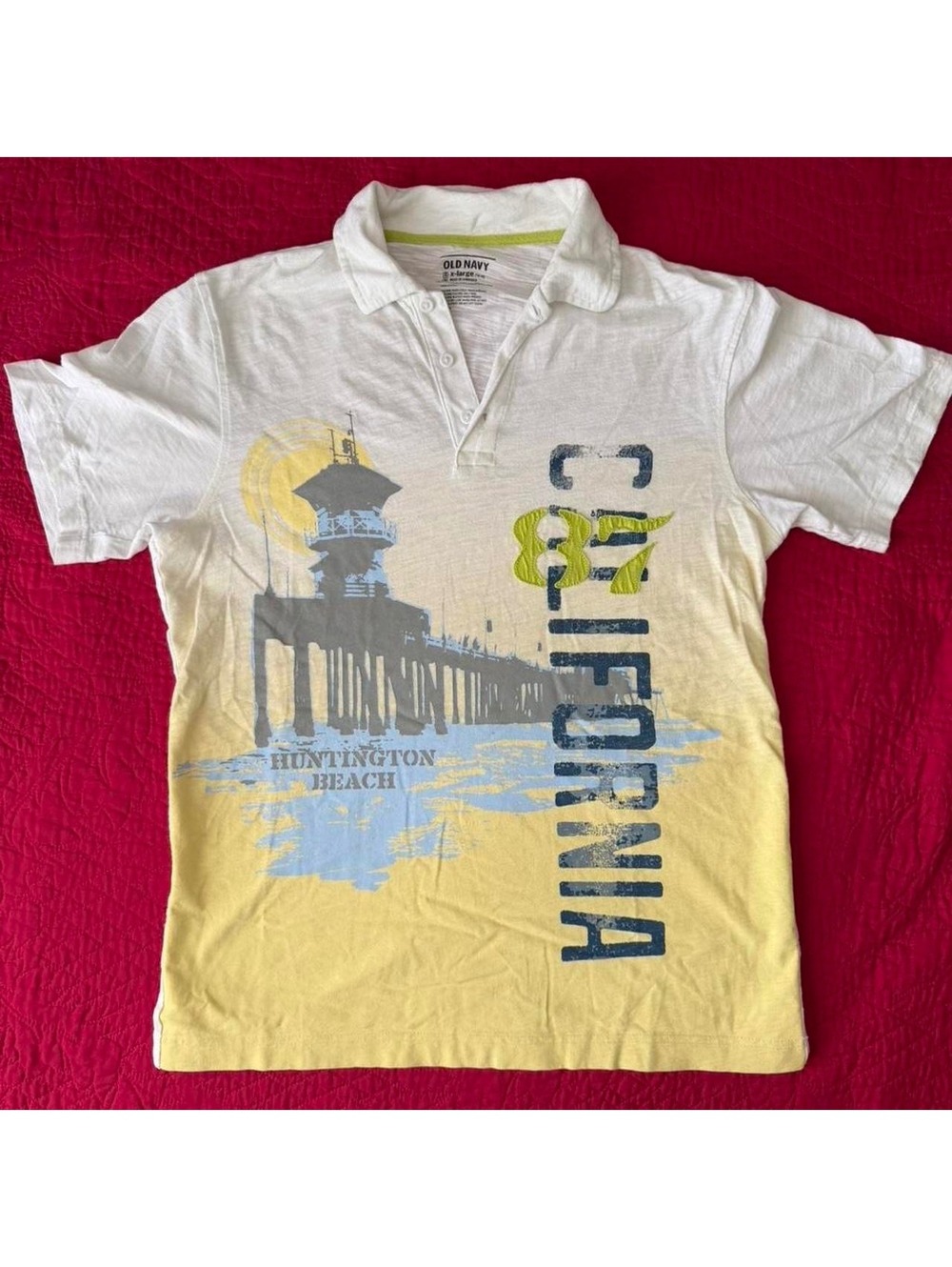 Old Navy Men's California Huntington Beach Polo Shirt X-Large